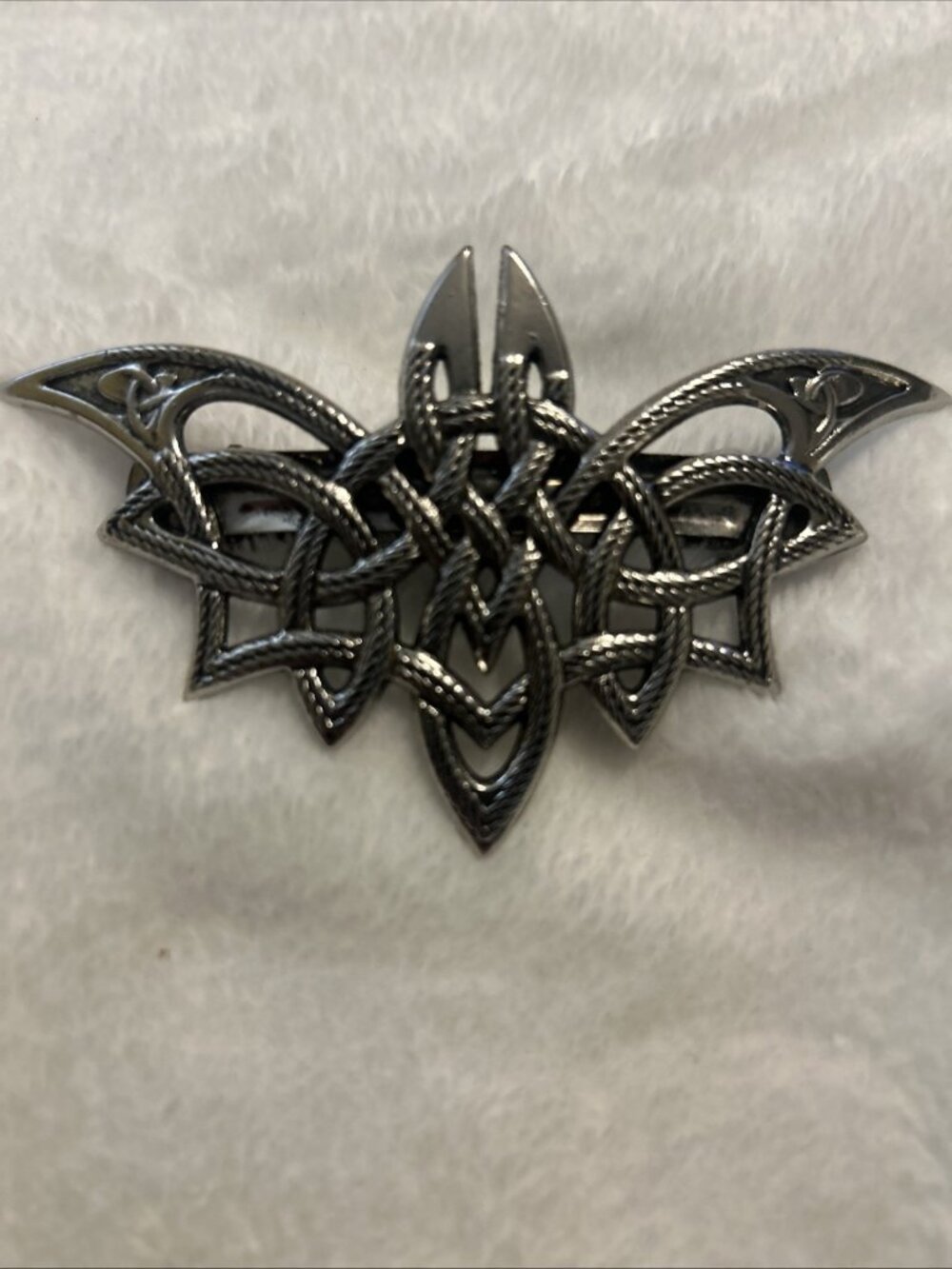 Bat Mythical Knotted Celtic Goth Metal Hair Clip Victorian vampire Antic Silver